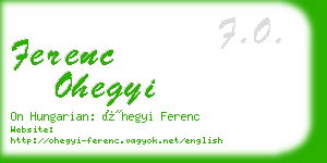 ferenc ohegyi business card